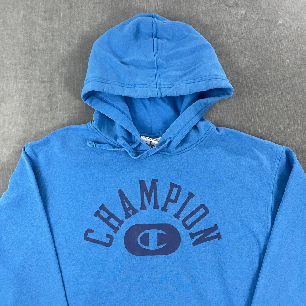 Champion Mens‎ Medium Blue Hoodie Pullover Graphic Logo S74705
